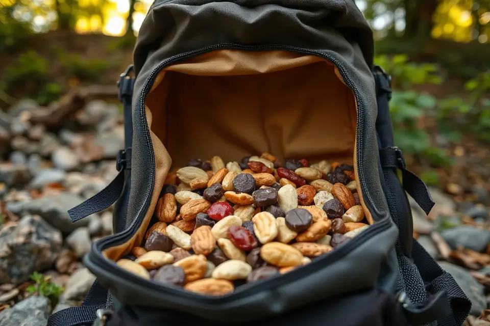 trail mix in backpack