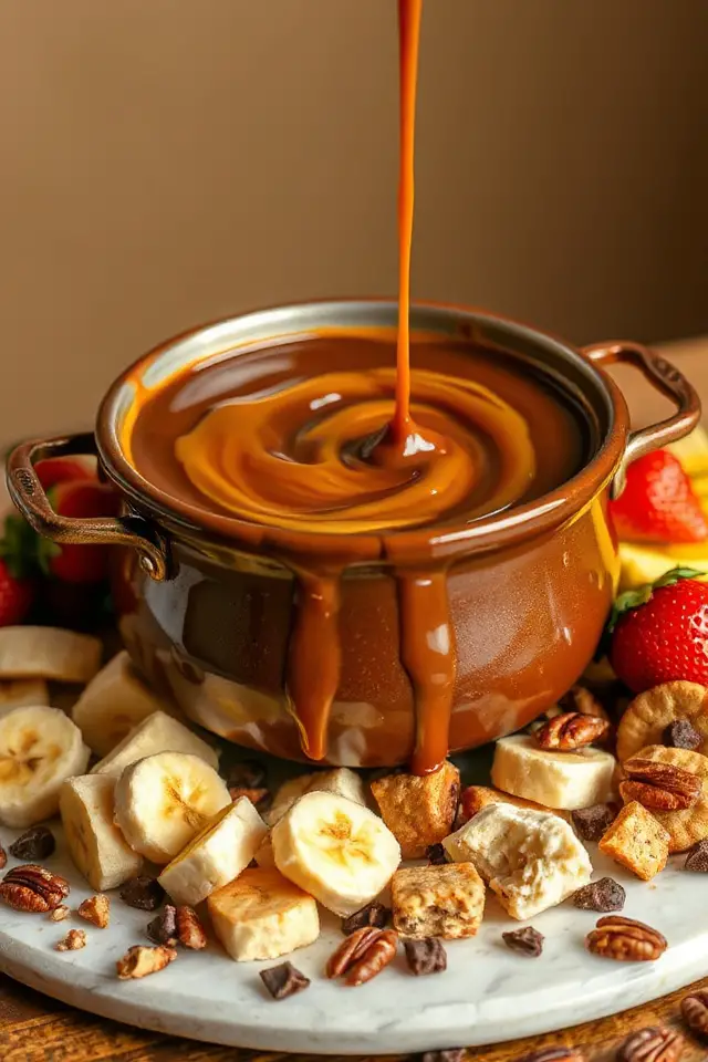 turtle chocolate caramel fondue