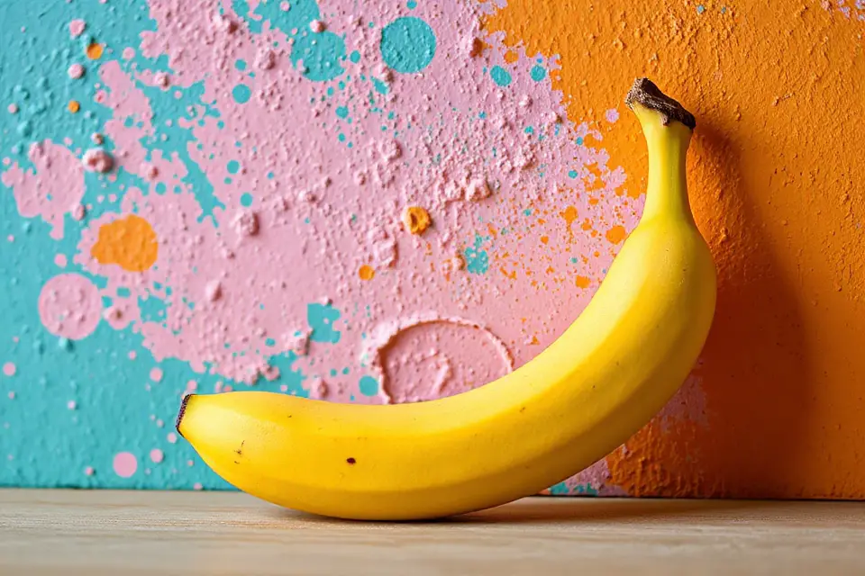 vibrant banana against wall