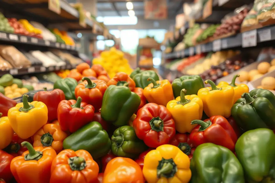 vibrant bell pepper display