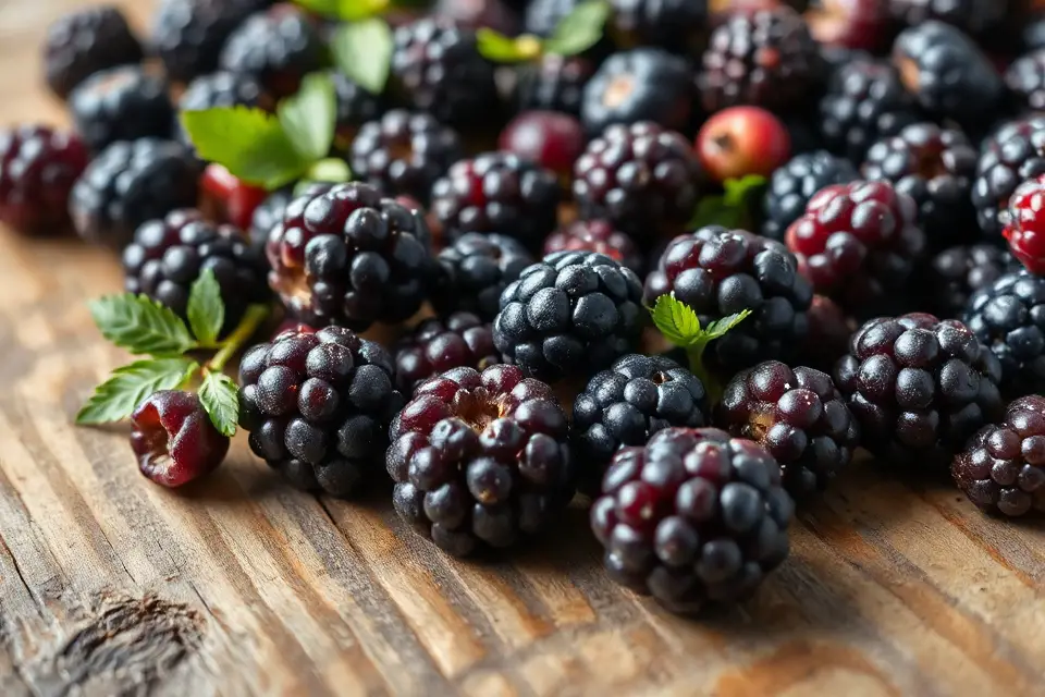vibrant blackberries on table
