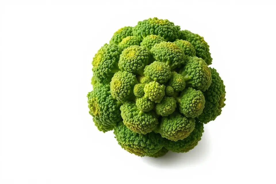 vibrant broccoli white background