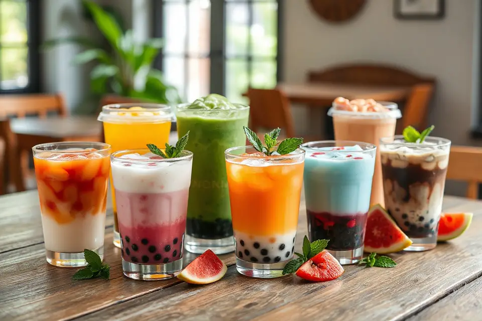 vibrant bubble tea flavors