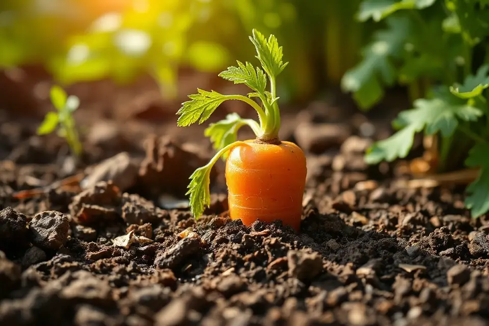 vibrant carrot in soil