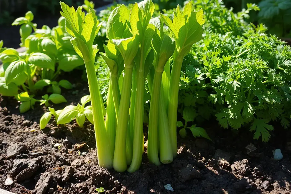 vibrant celery herb garden