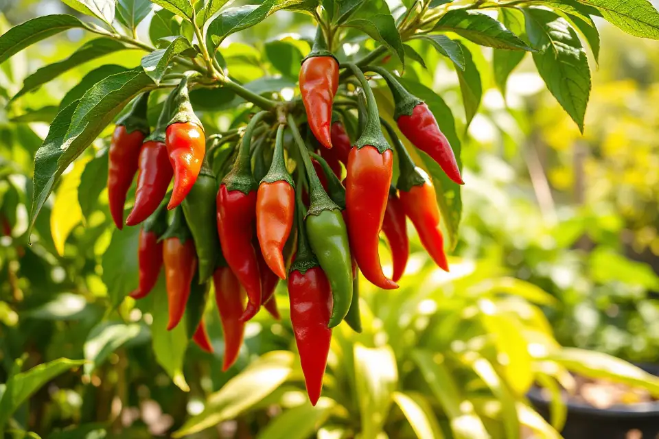vibrant chili pepper plant
