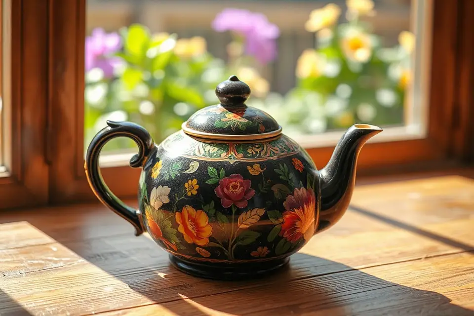 vibrant colorful teapot photo