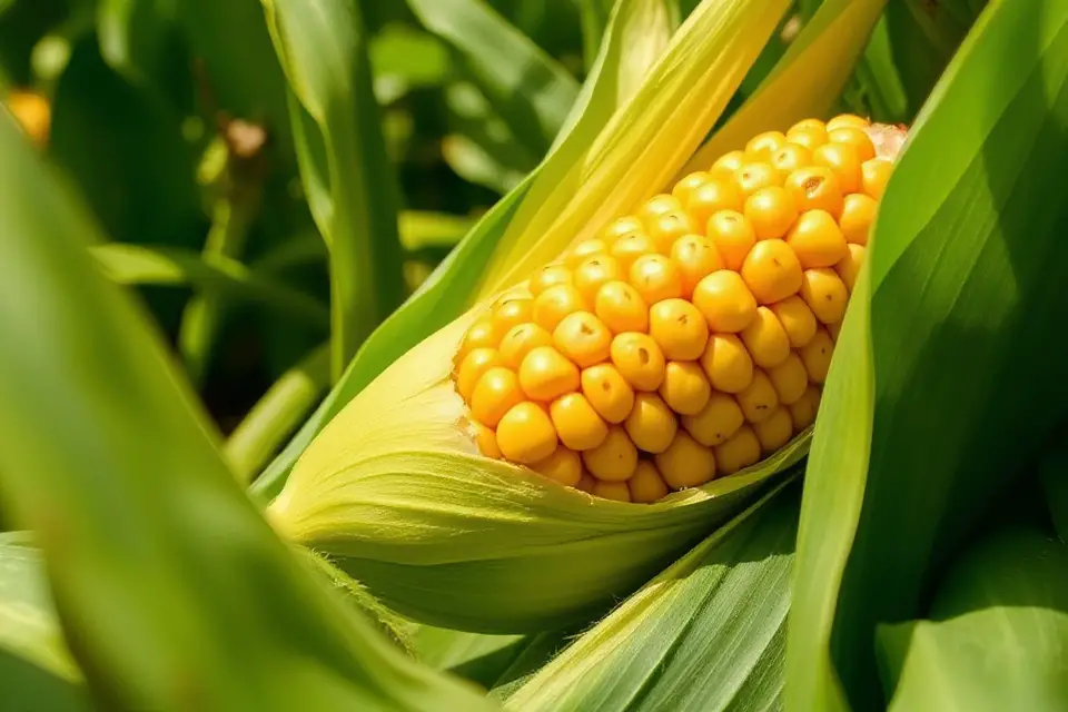 vibrant corn cob leaves