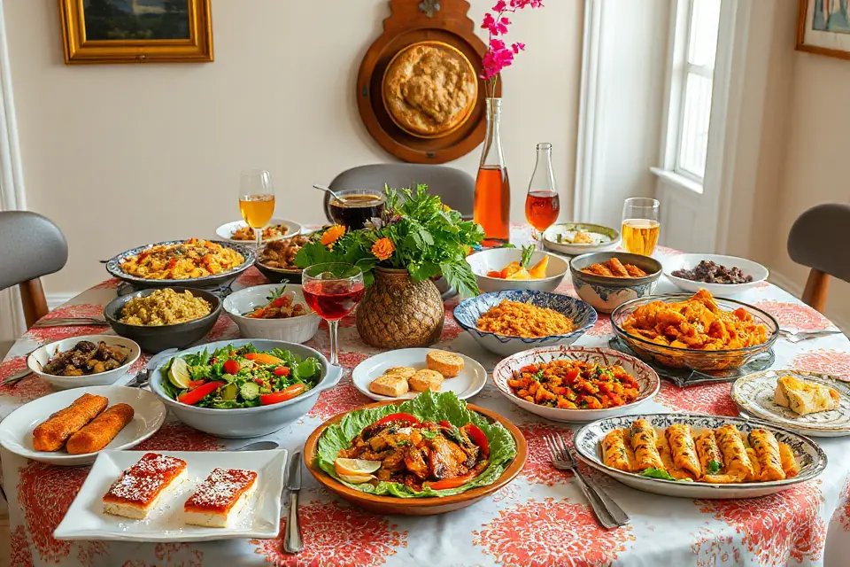 vibrant diverse cuisine table