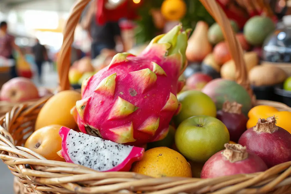 vibrant dragon fruit basket