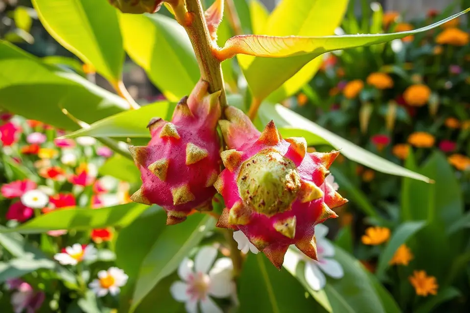 vibrant dragon fruit garden