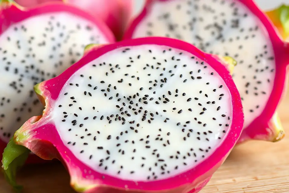 vibrant dragon fruit halves