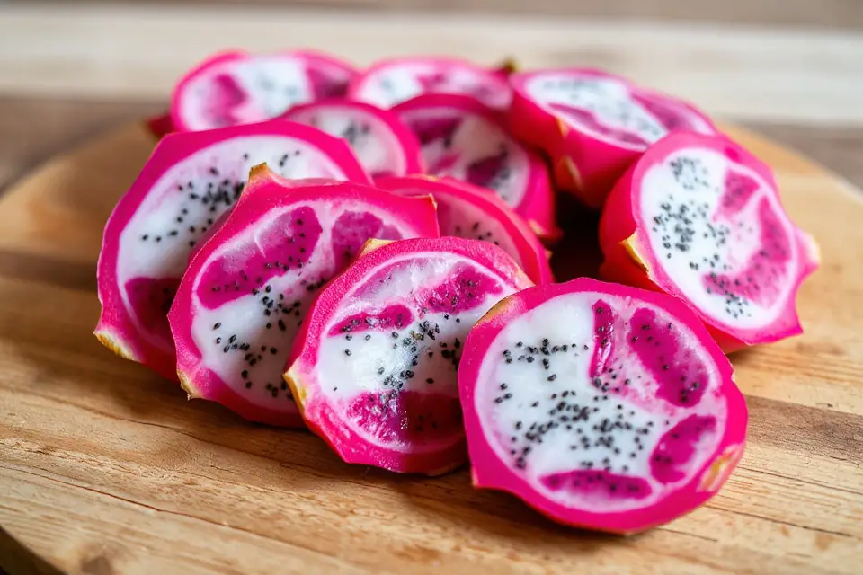vibrant dragon fruit slices