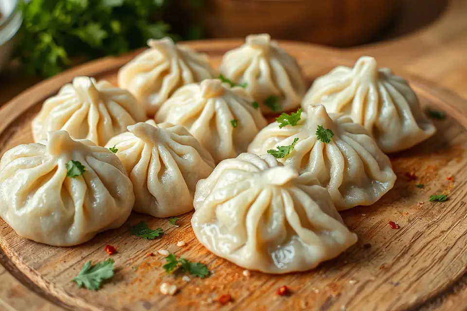 vibrant dumplings with herbs