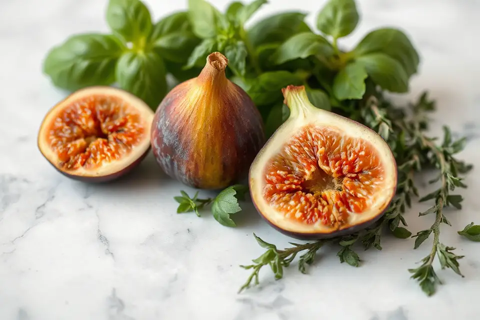vibrant figs with herbs