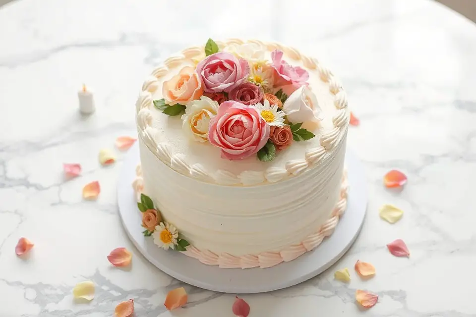 vibrant floral birthday cake