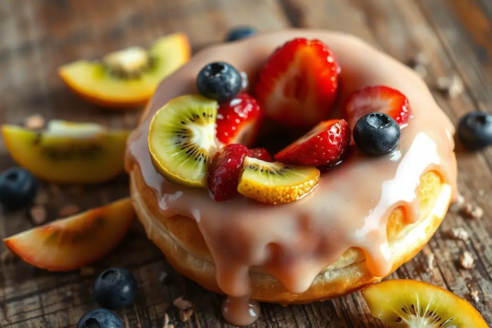vibrant fruit filled donut photo