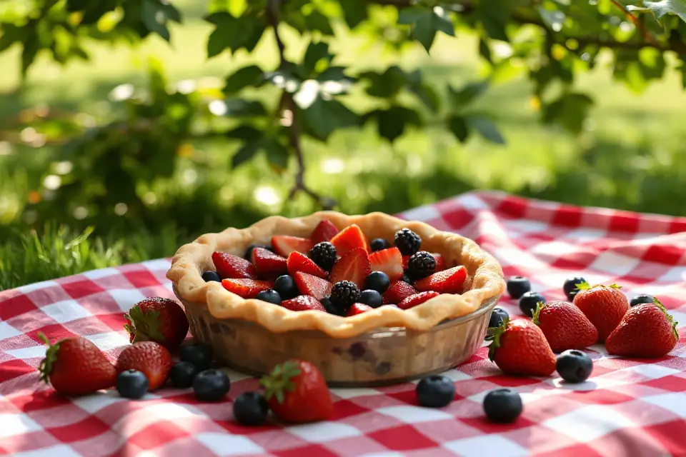 vibrant fruit pie picnic