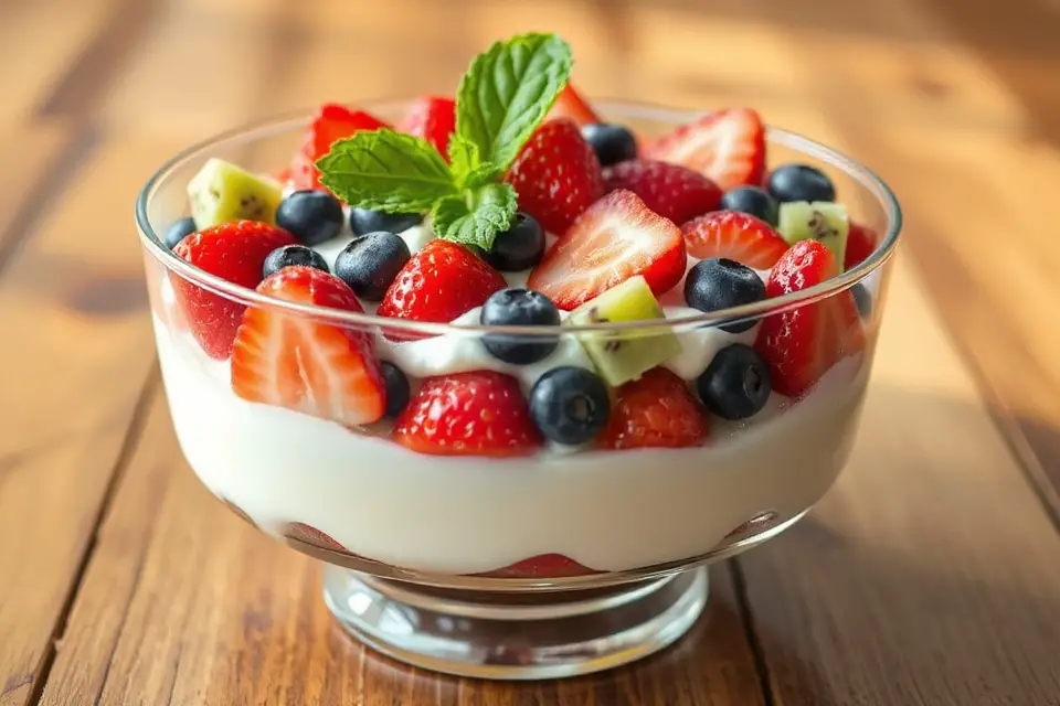vibrant fruit pudding photo