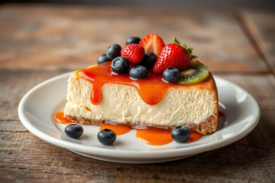 vibrant fruit topped cheesecake