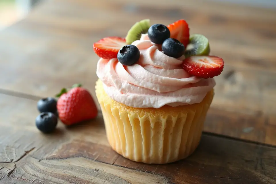 vibrant fruit topped cupcakes