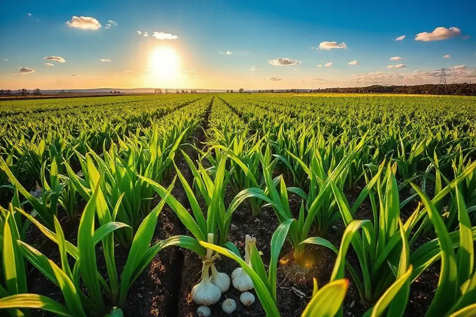 vibrant garlic field photo