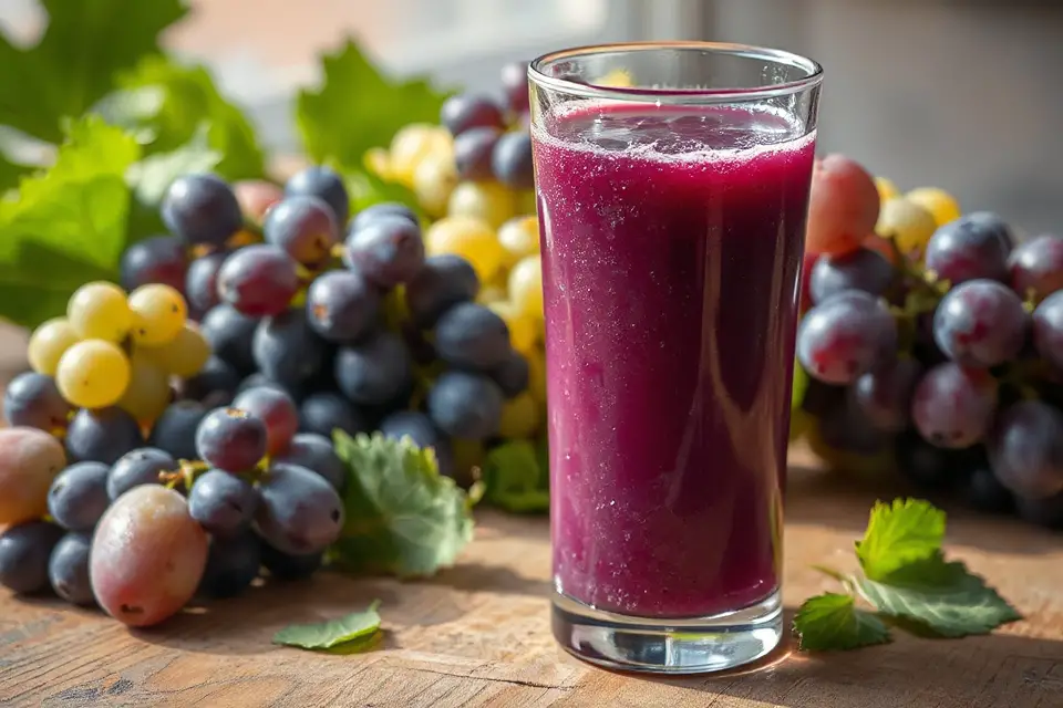 vibrant glass of grape juice