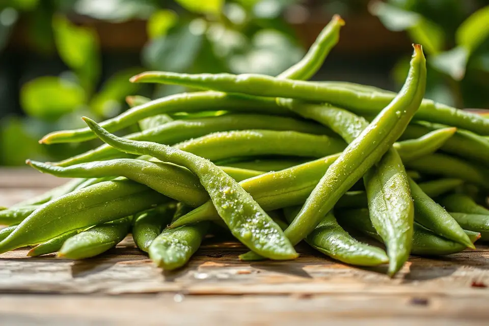 vibrant green beans illuminated