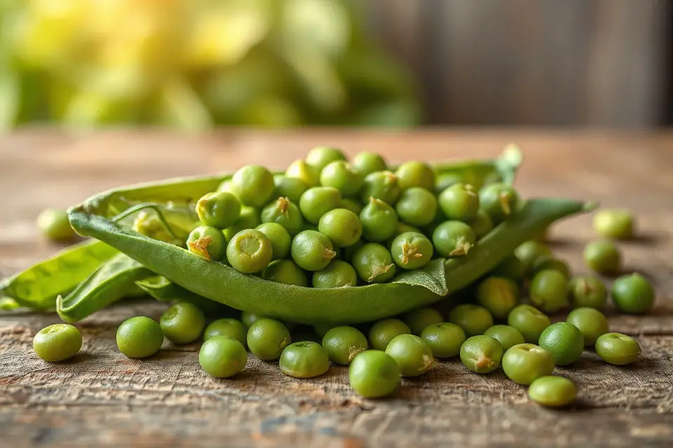 vibrant green peas blur