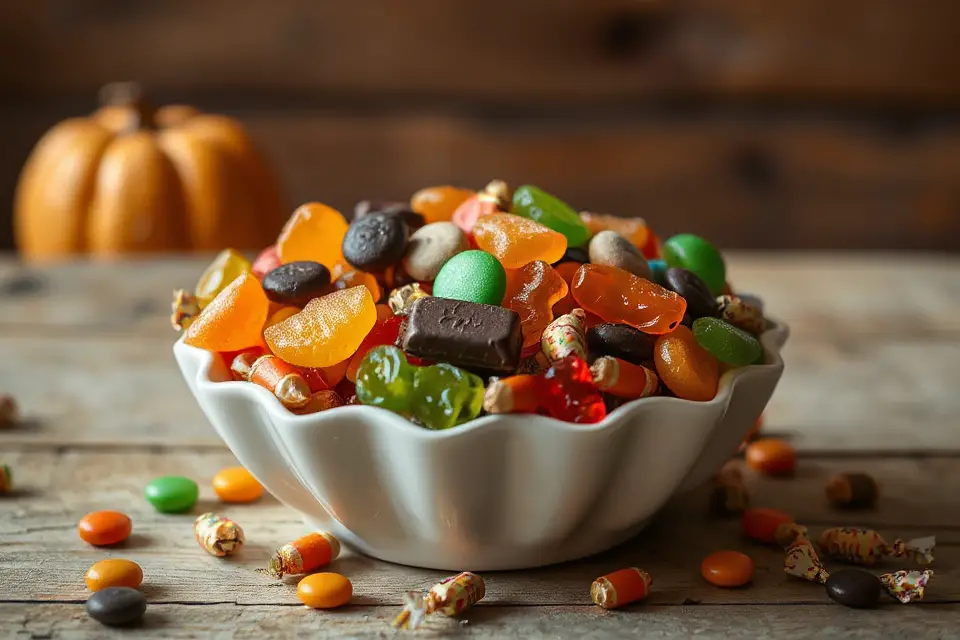 vibrant halloween candy bowl