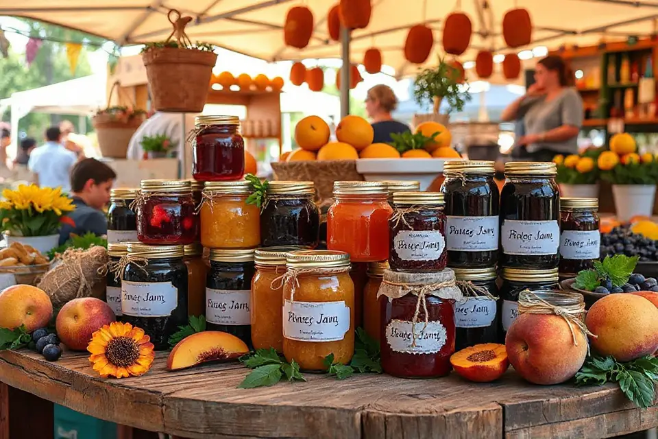 vibrant homemade jam jars