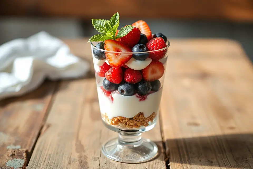 vibrant layered parfait desserts