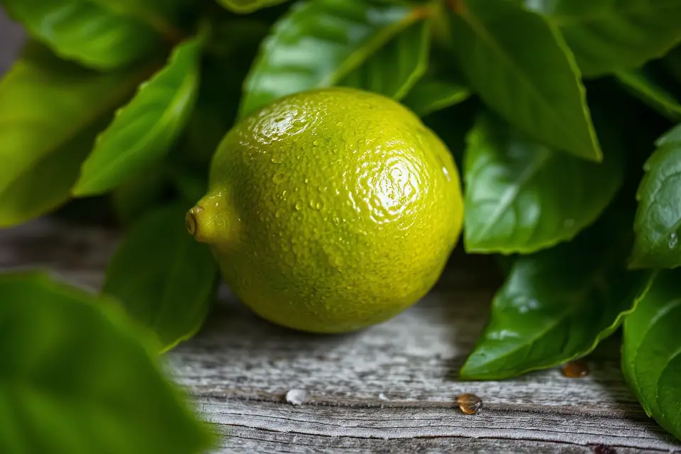 vibrant lime with leaves
