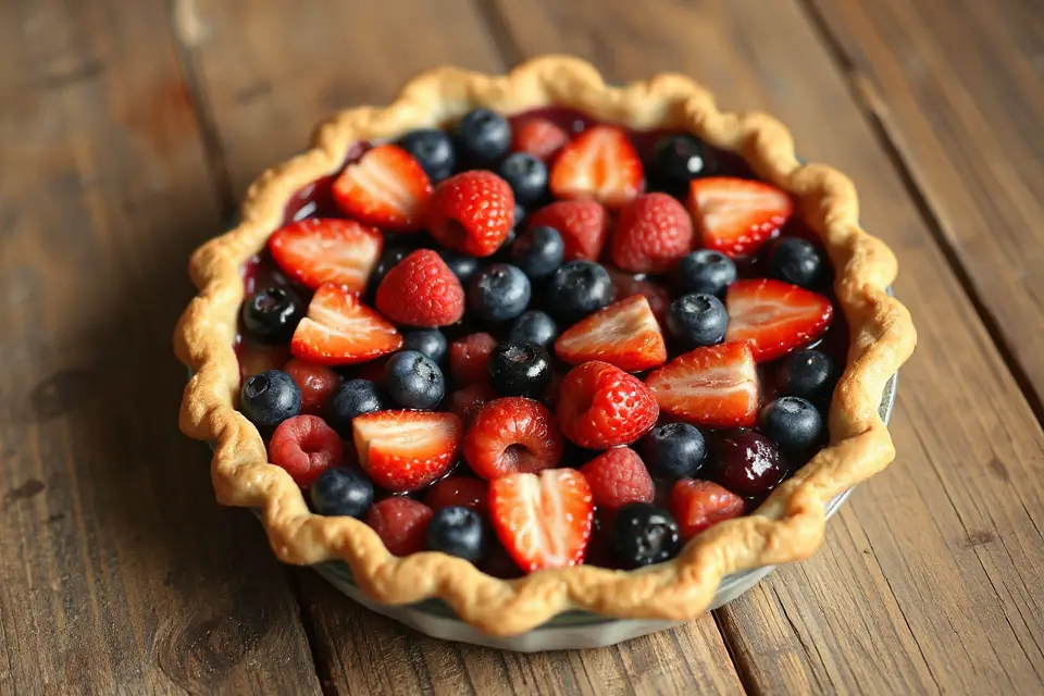 vibrant mixed berries pie