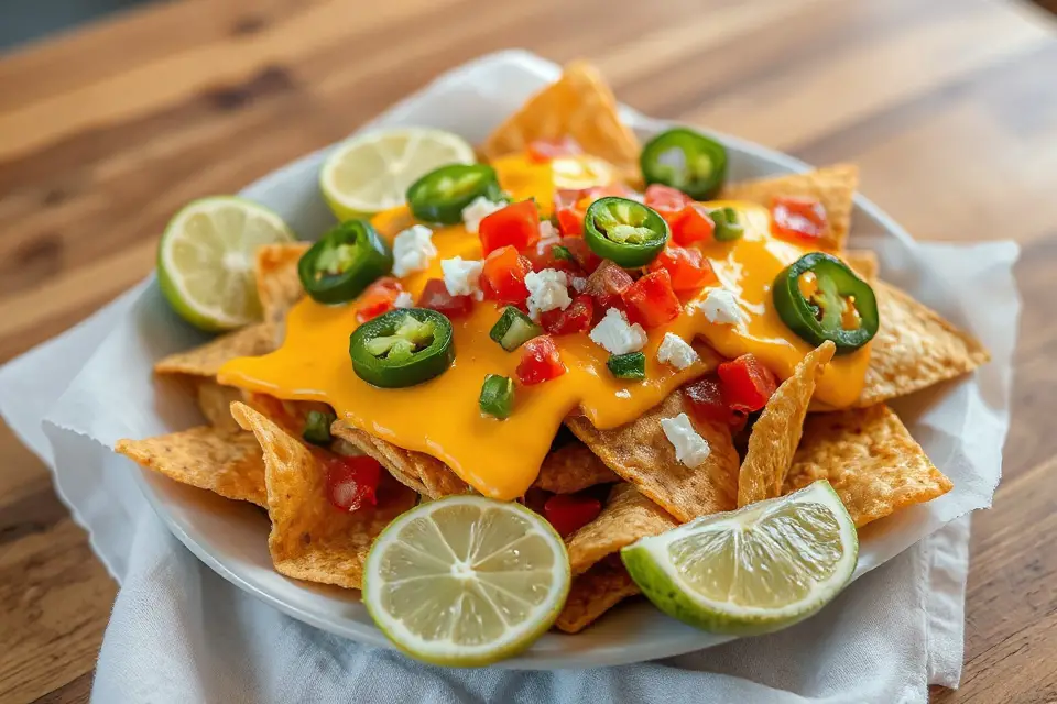 vibrant nachos with limes