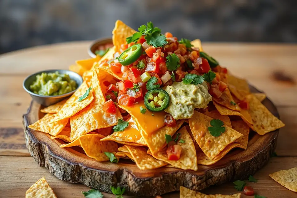 vibrant nachos with toppings
