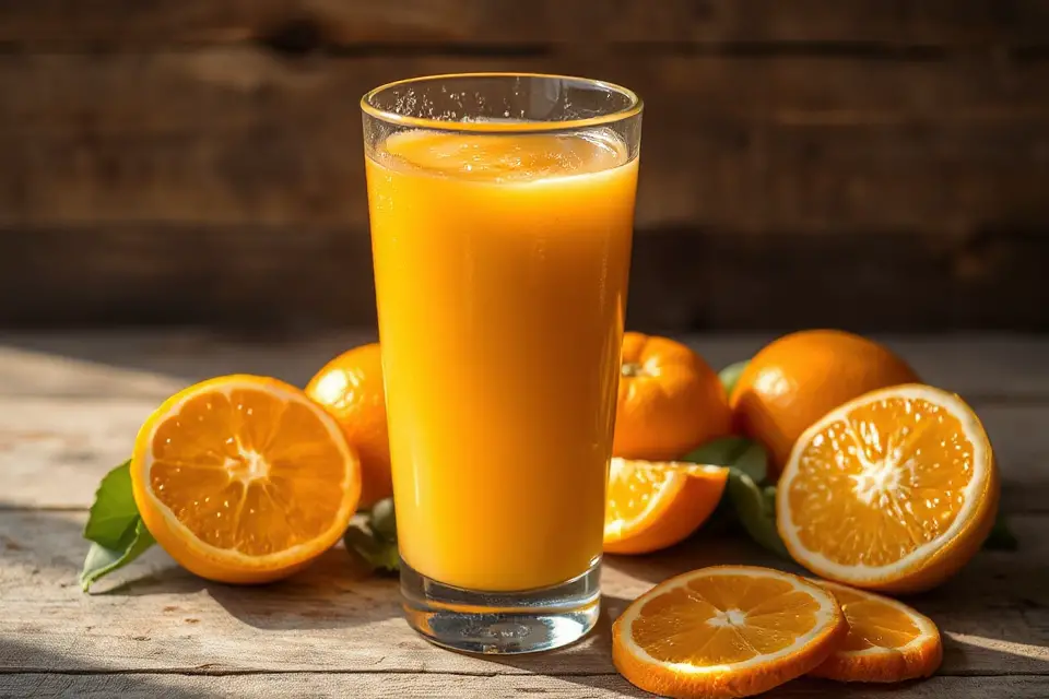 vibrant orange juice glass