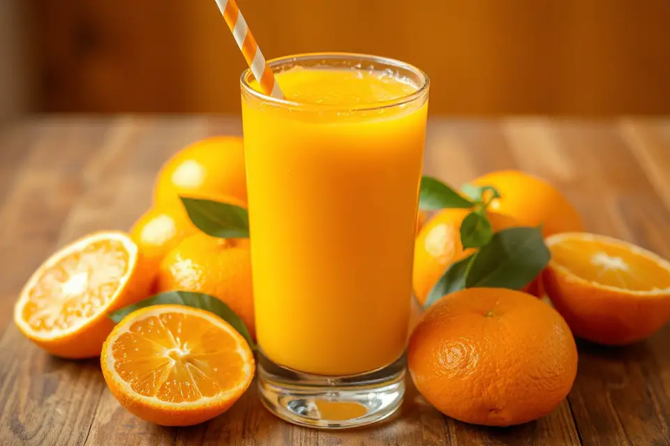 vibrant orange juice glass