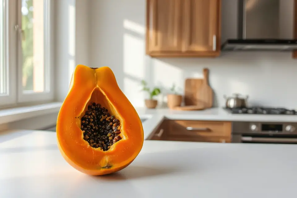 vibrant papaya minimalist kitchen