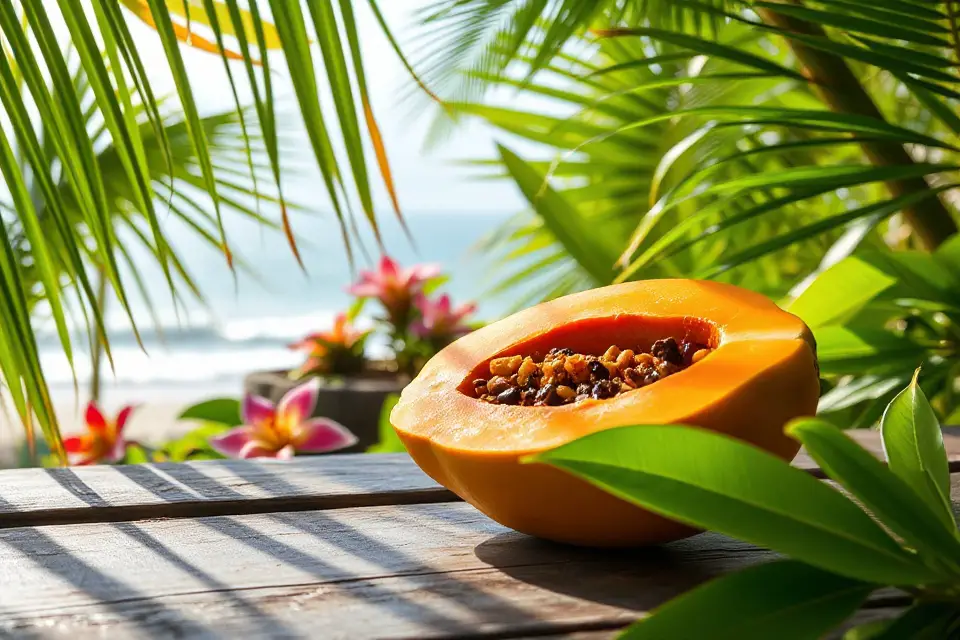 vibrant papaya tropical backdrop