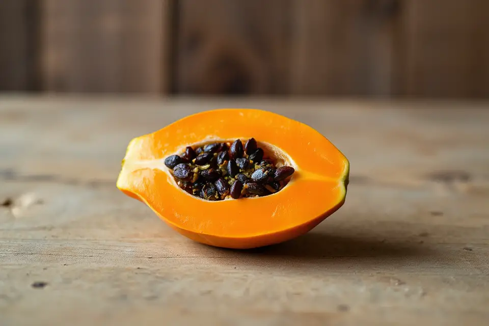 vibrant papaya wooden table