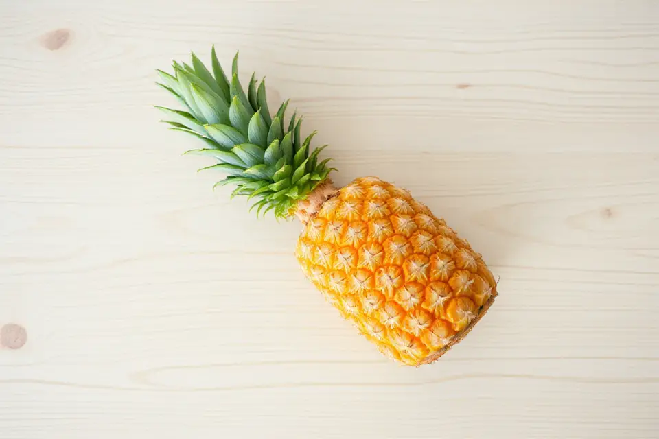 vibrant pineapple on wood
