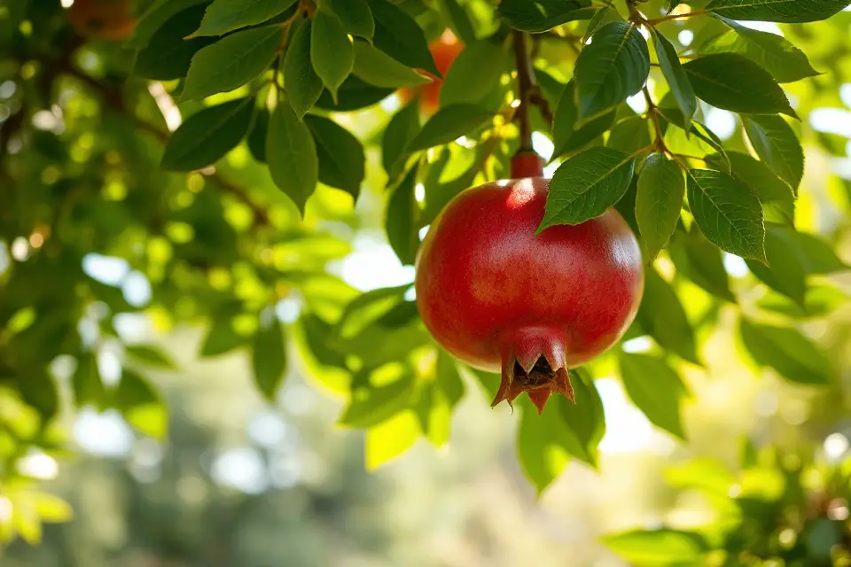 vibrant pomegranate garden photo