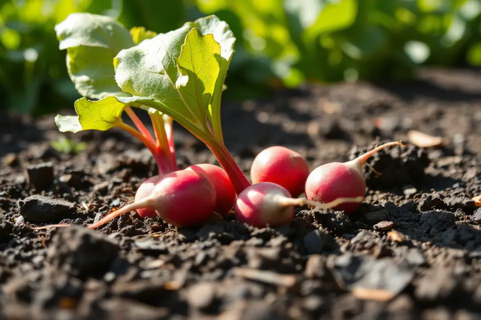 vibrant radishes in sunlight