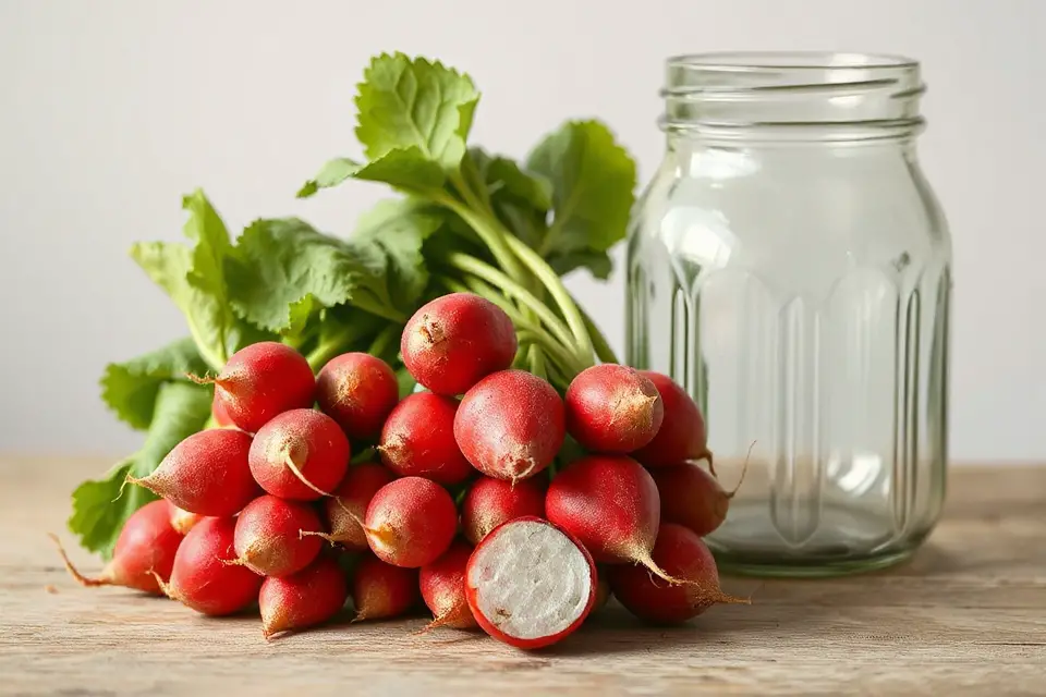 vibrant radishes vintage jar