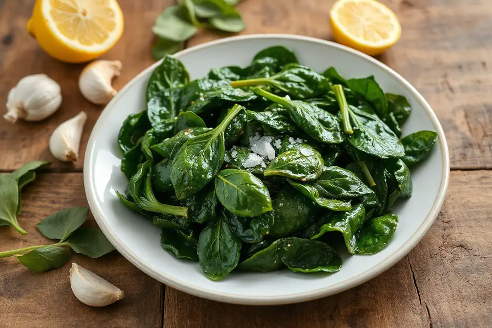 vibrant saut ed spinach dish