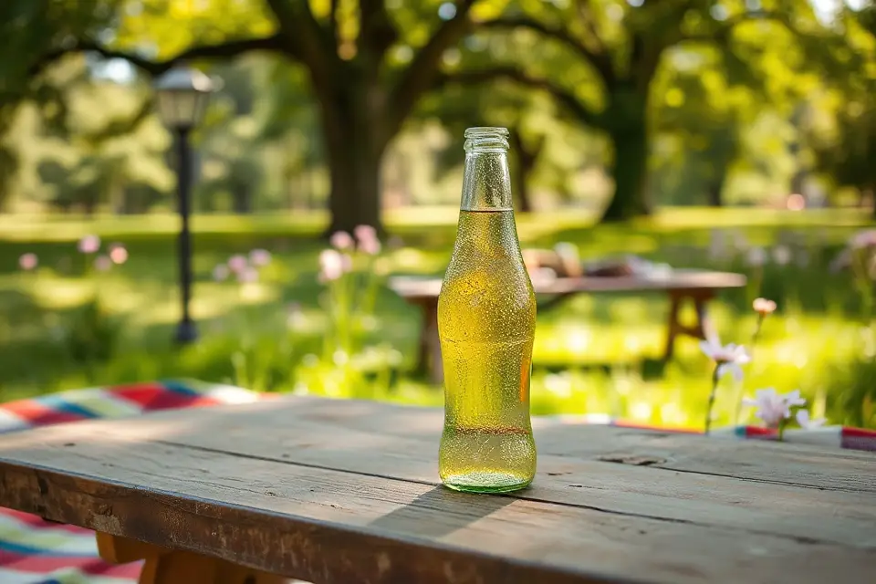 vibrant soda bottle picnic