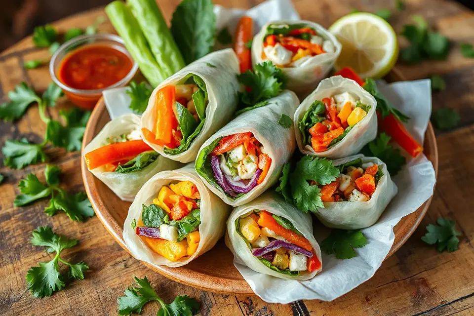 vibrant spring roll ingredients