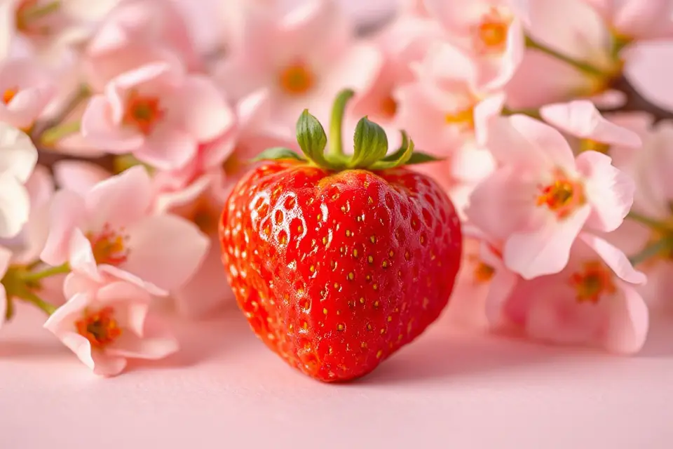 vibrant strawberries floral backdrop