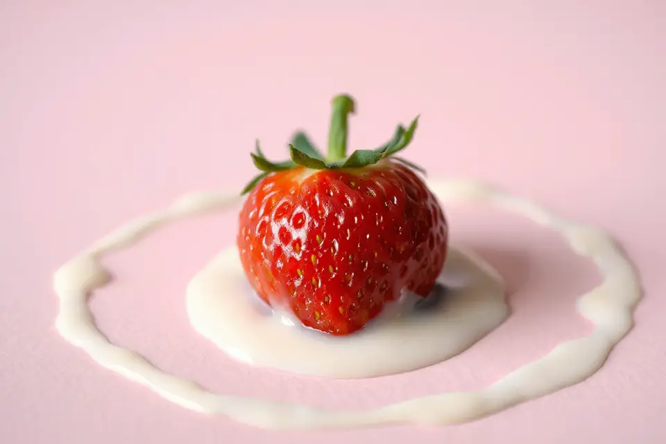 vibrant strawberries with cream